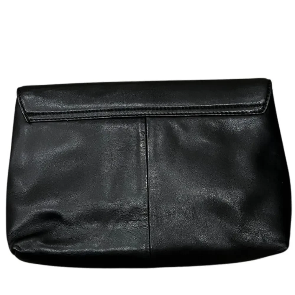 J.Crew Black Structured Leather Clutch Purse – Style 13996